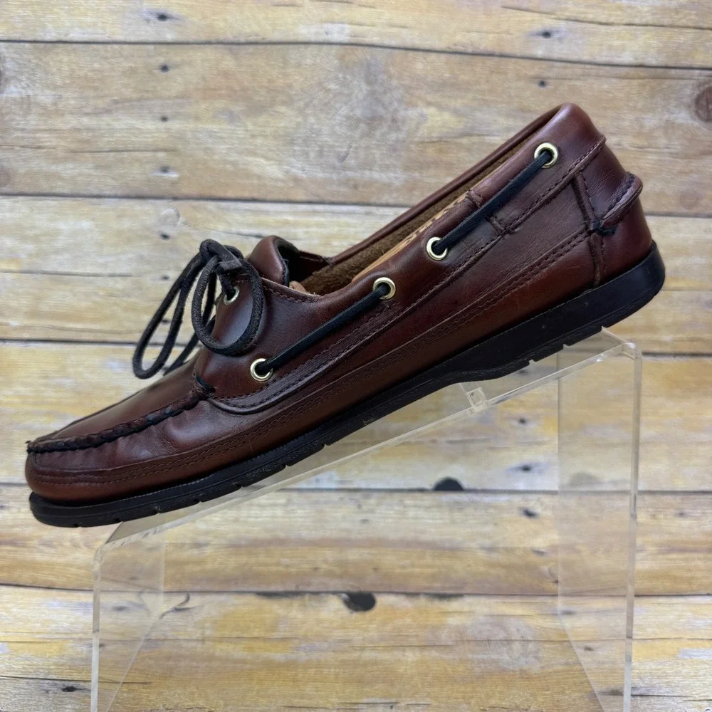 Sebago Docksides Boat Shoes Mens 8 Wide‎ Brown Leather Casual Loafers